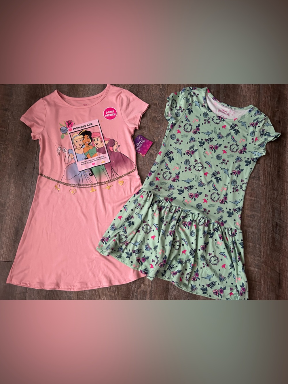 Disney Girls' Pink and Mint Princess Dress Set size 7/8
